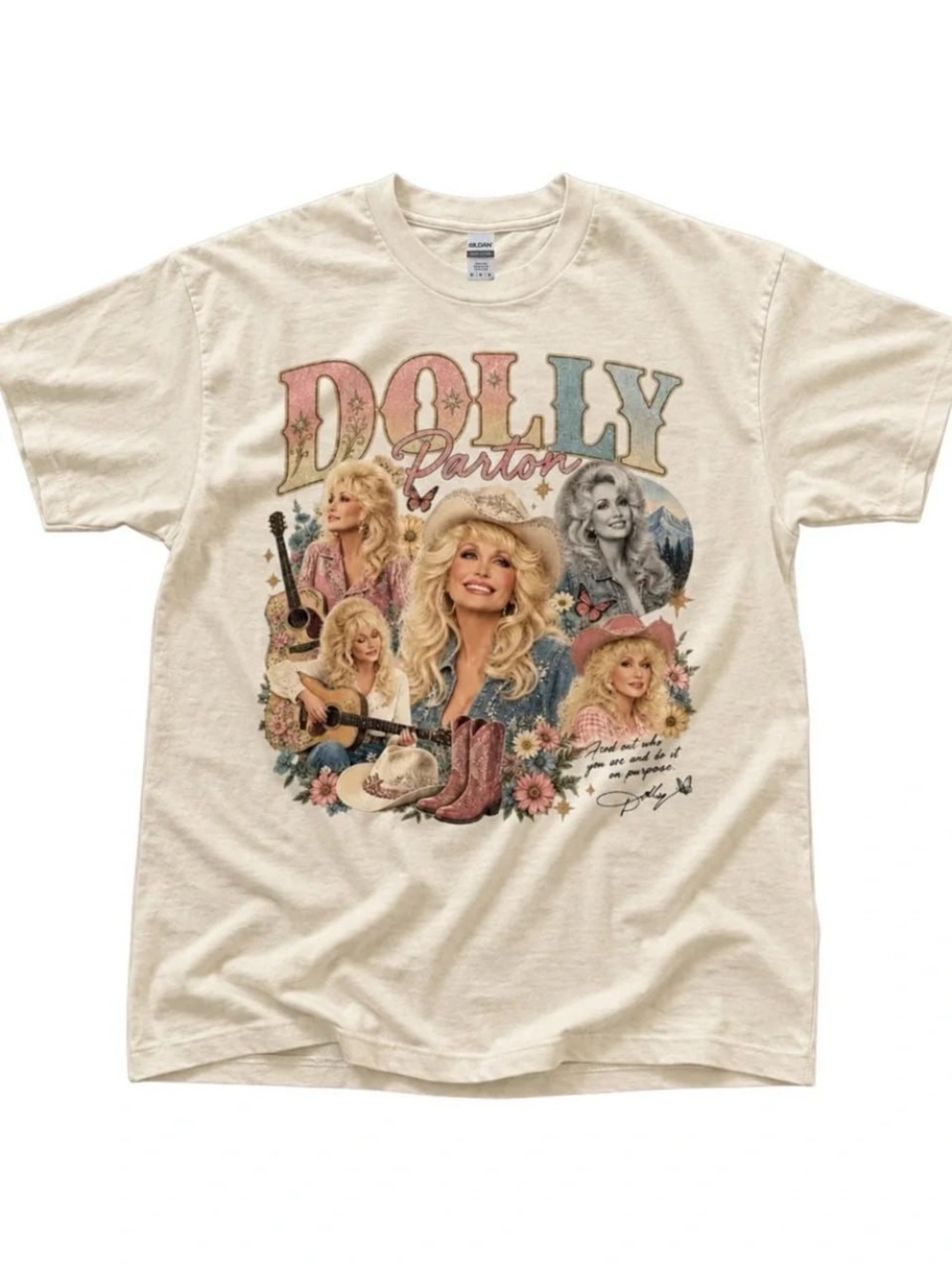 Cream Dolly Parton Collage Graphic Tee